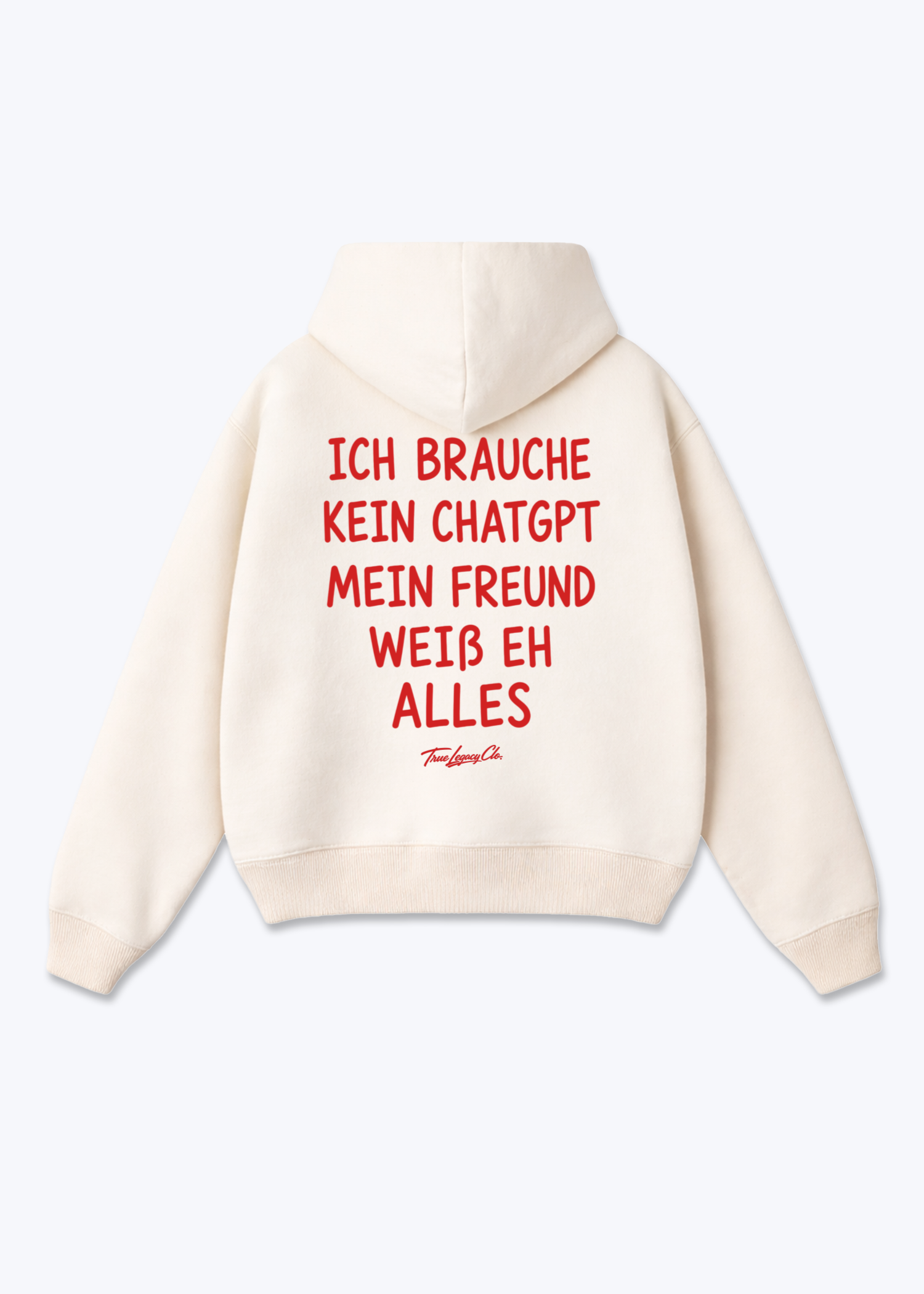 MEIN FREUND WEIß ALLES - Oversized Hoodie - Beige Back (Designed)