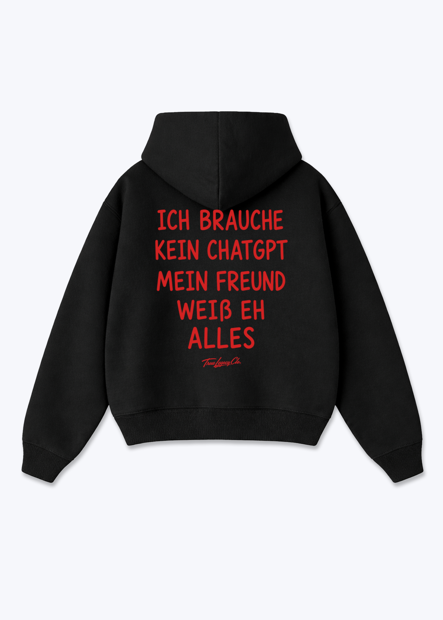 MEIN FREUND WEIß ALLES - Oversized Hoodie - Black Back (Designed)