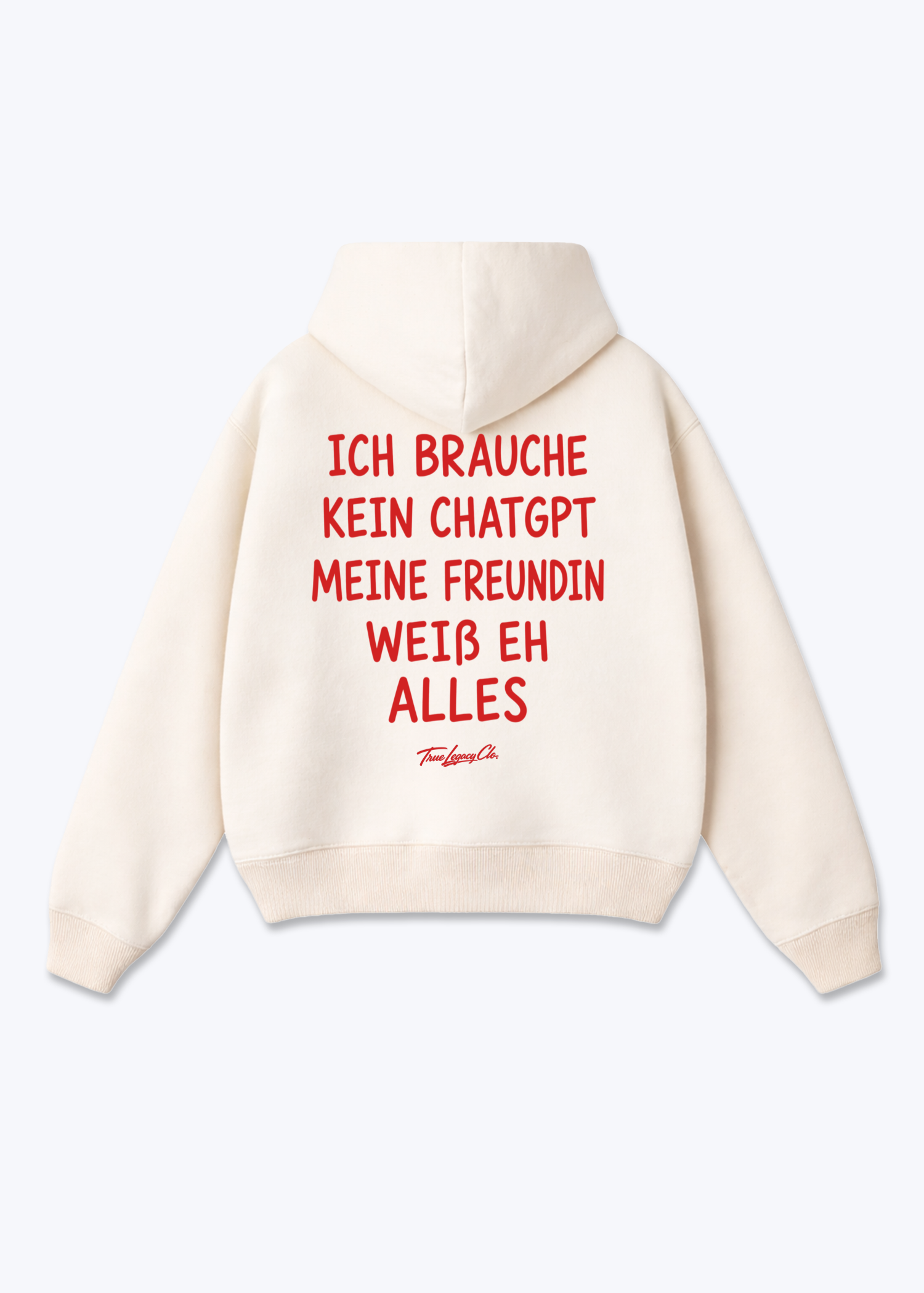 MEINE FREUNDIN WEIß ALLES - Oversized Hoodie - Beige Back (Designed)
