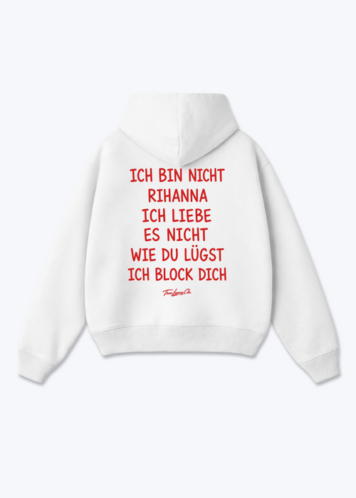 BIN NICHT RIHANNA - Oversized Hoodie - White Back (Designed)