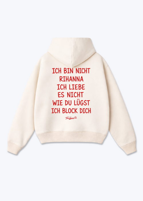 BIN NICHT RIHANNA - Oversized Hoodie - Beige Back (Designed)