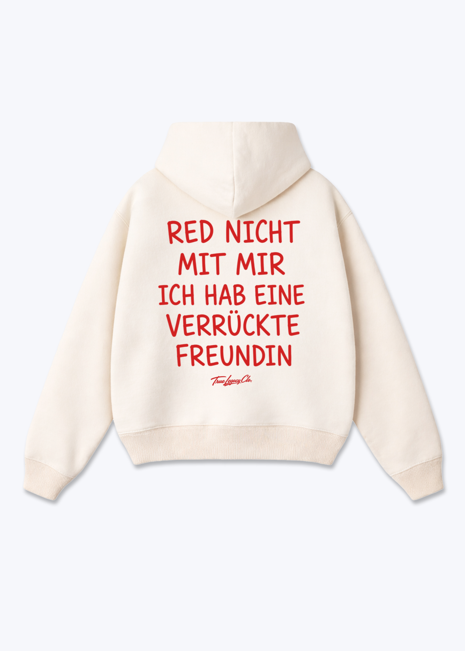 VERRÜCKTE FREUNDIN - Oversized Hoodie - Beige Back (Designed)