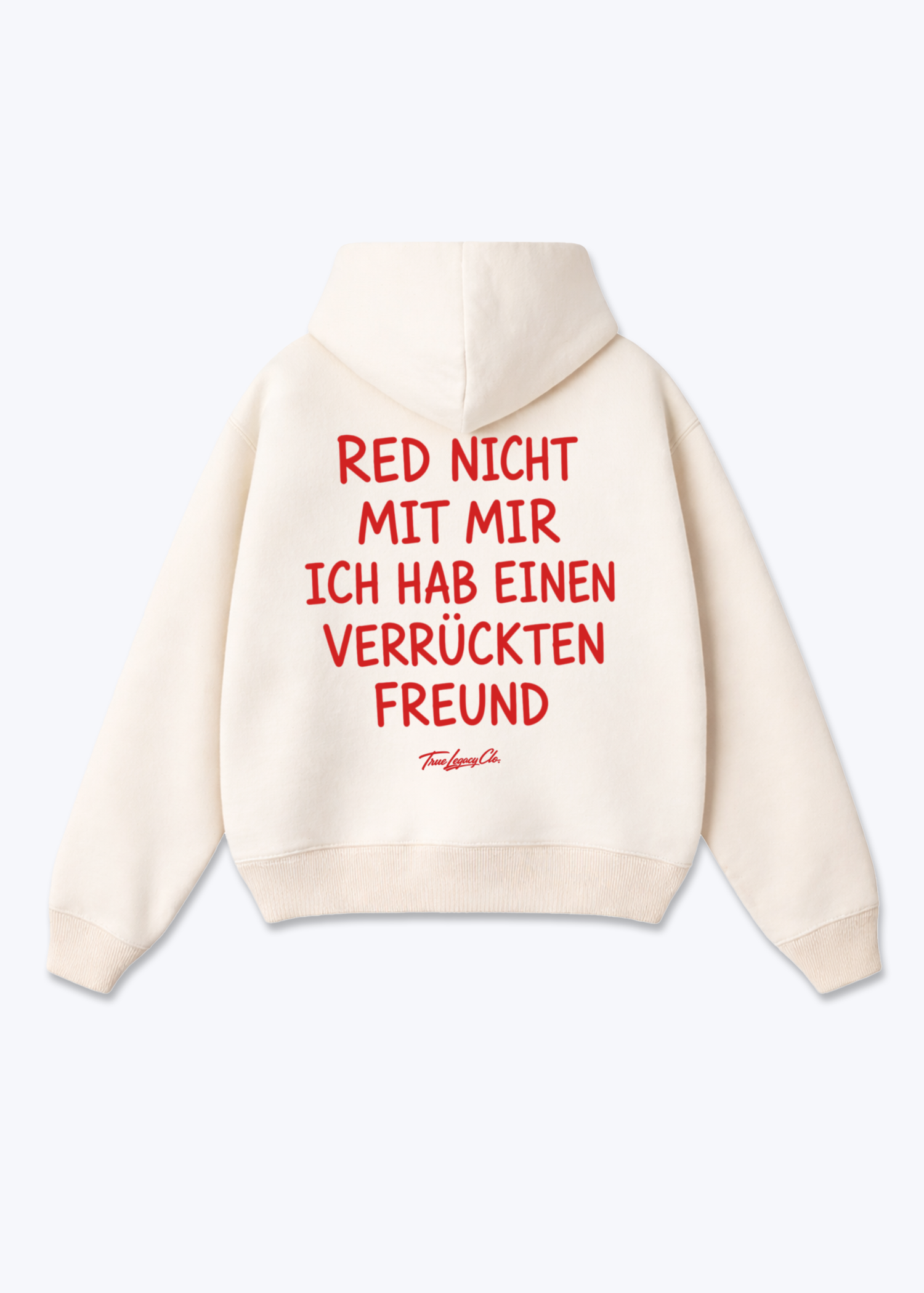 VERRÜCKTER FREUND - Oversized Hoodie - Beige Back (Designed)