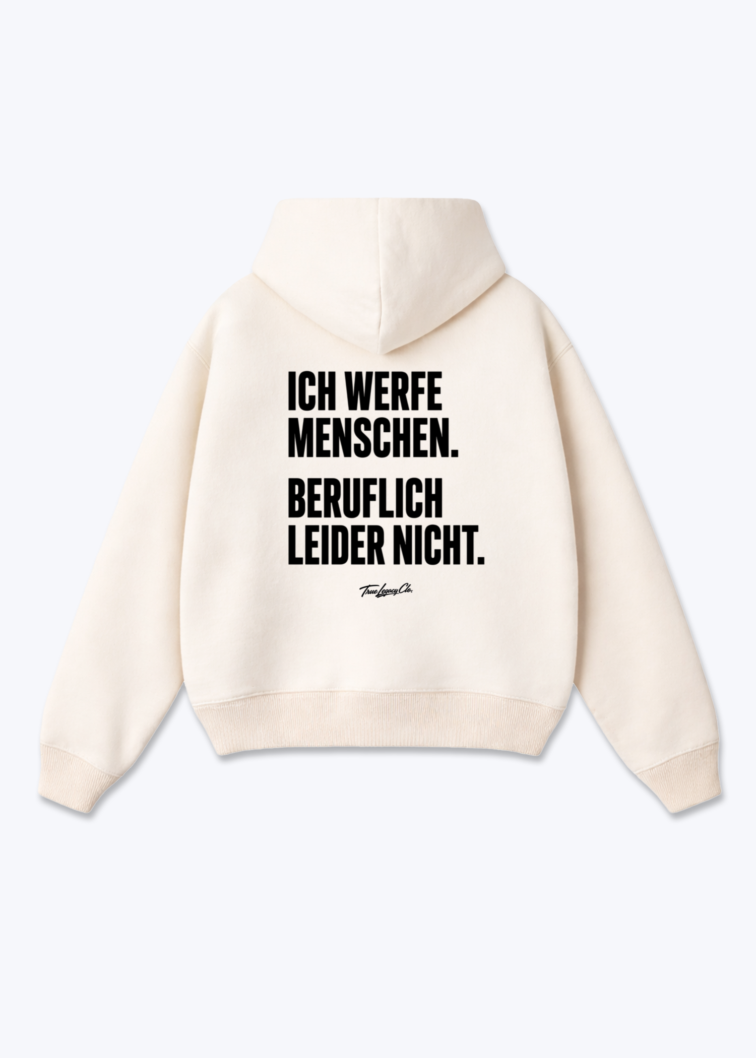 ICH WERFE MENSCHEN - Oversized Hoodie - Beige Back (Designed)