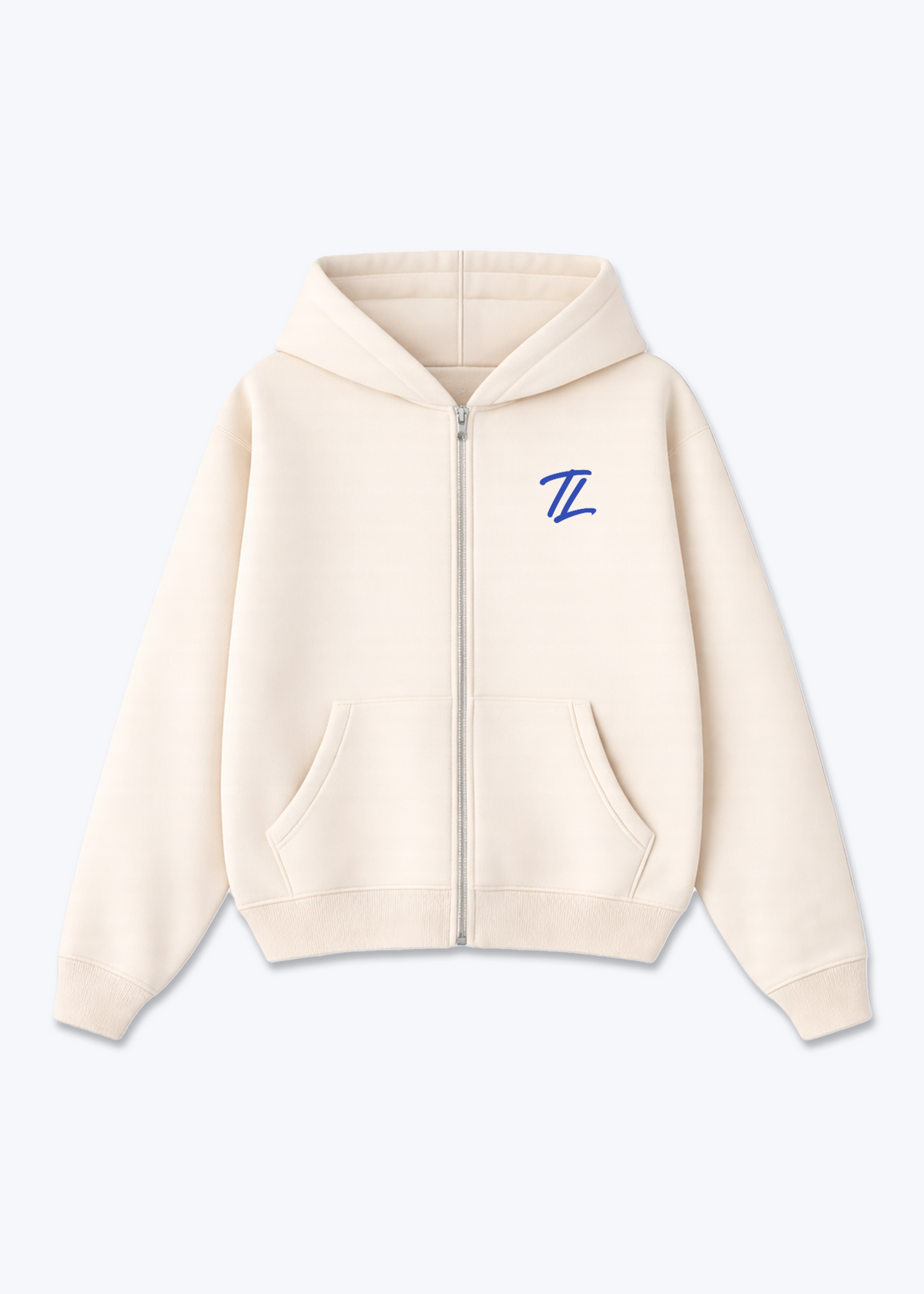 TL - Zip Hoodie - Beige Front (Designed)
