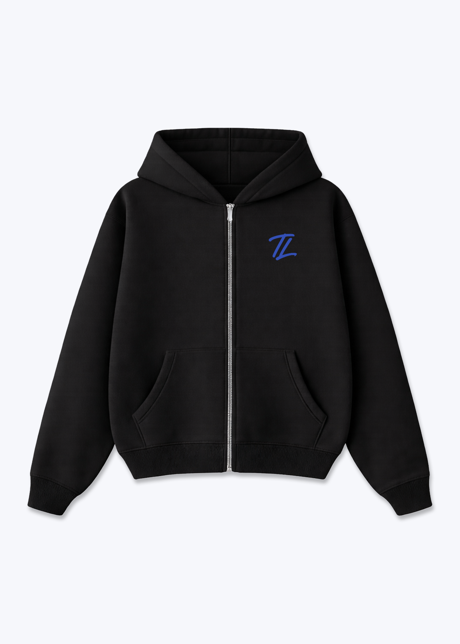 TL - Zip Hoodie - Black Front (Designed)