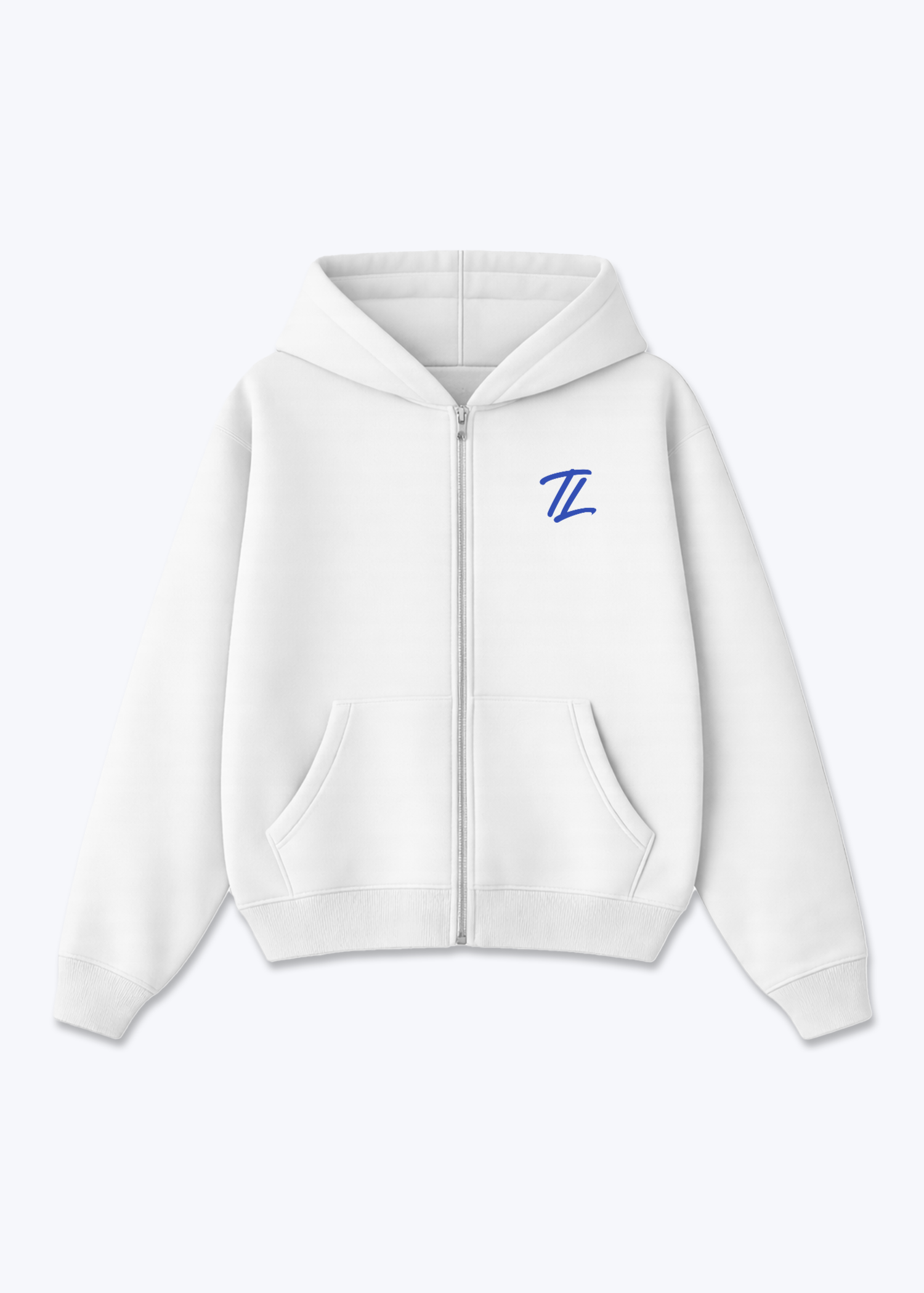TL - Zip Hoodie - White Front (Designed)