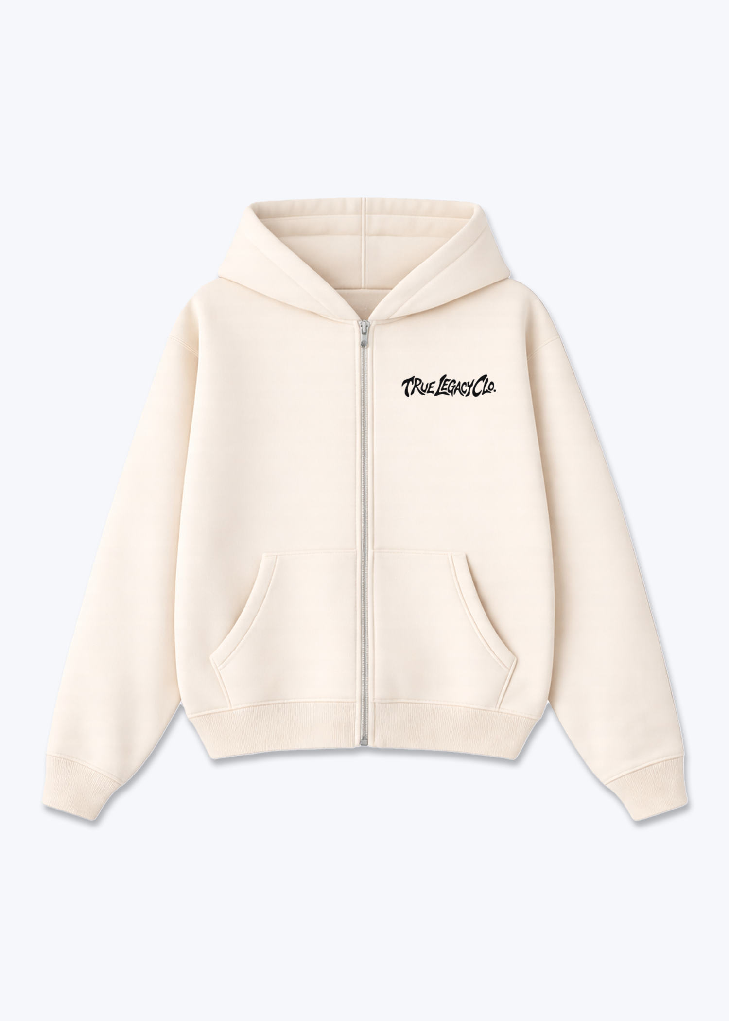 TRUE LEGACY CLO. - Zip Hoodie - Beige Front (Designed)