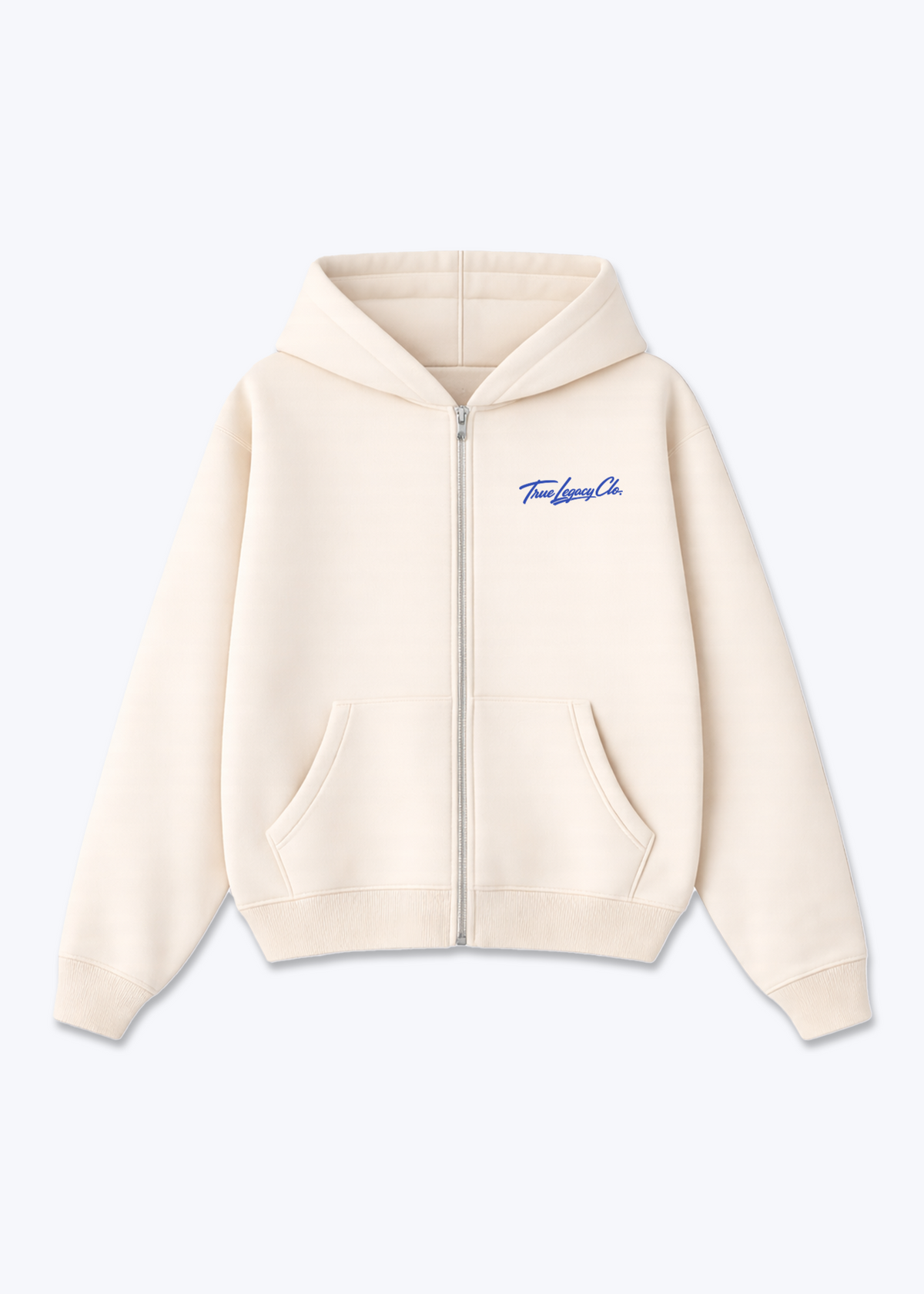 TRUE LEGACY CLO. (ORIGINAL) - Zip Hoodie - Beige Front (Designed)