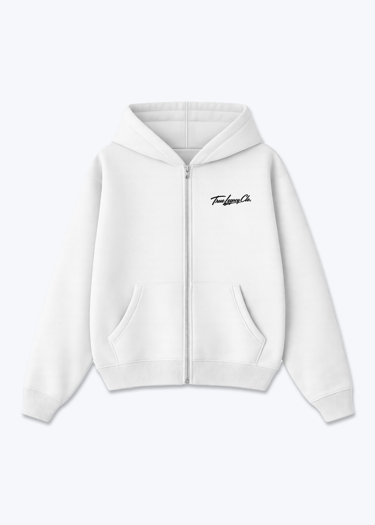 TRUE LEGACY CLO. (ORIGINAL) - Zip Hoodie - White Front (Designed)
