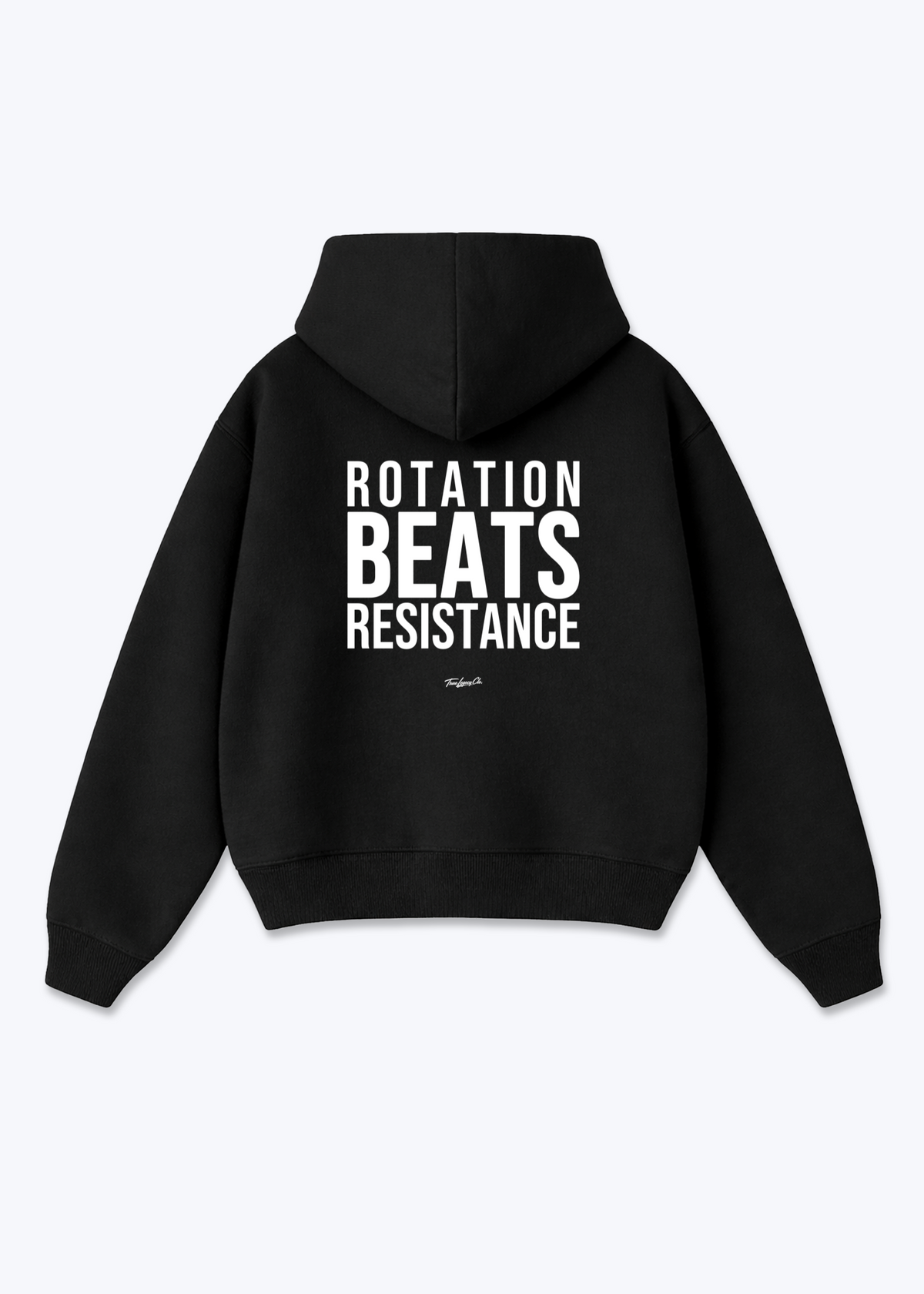 ROTATION BEATS RESISTANCE - Oversized Hoodie - Black Back (Designed)