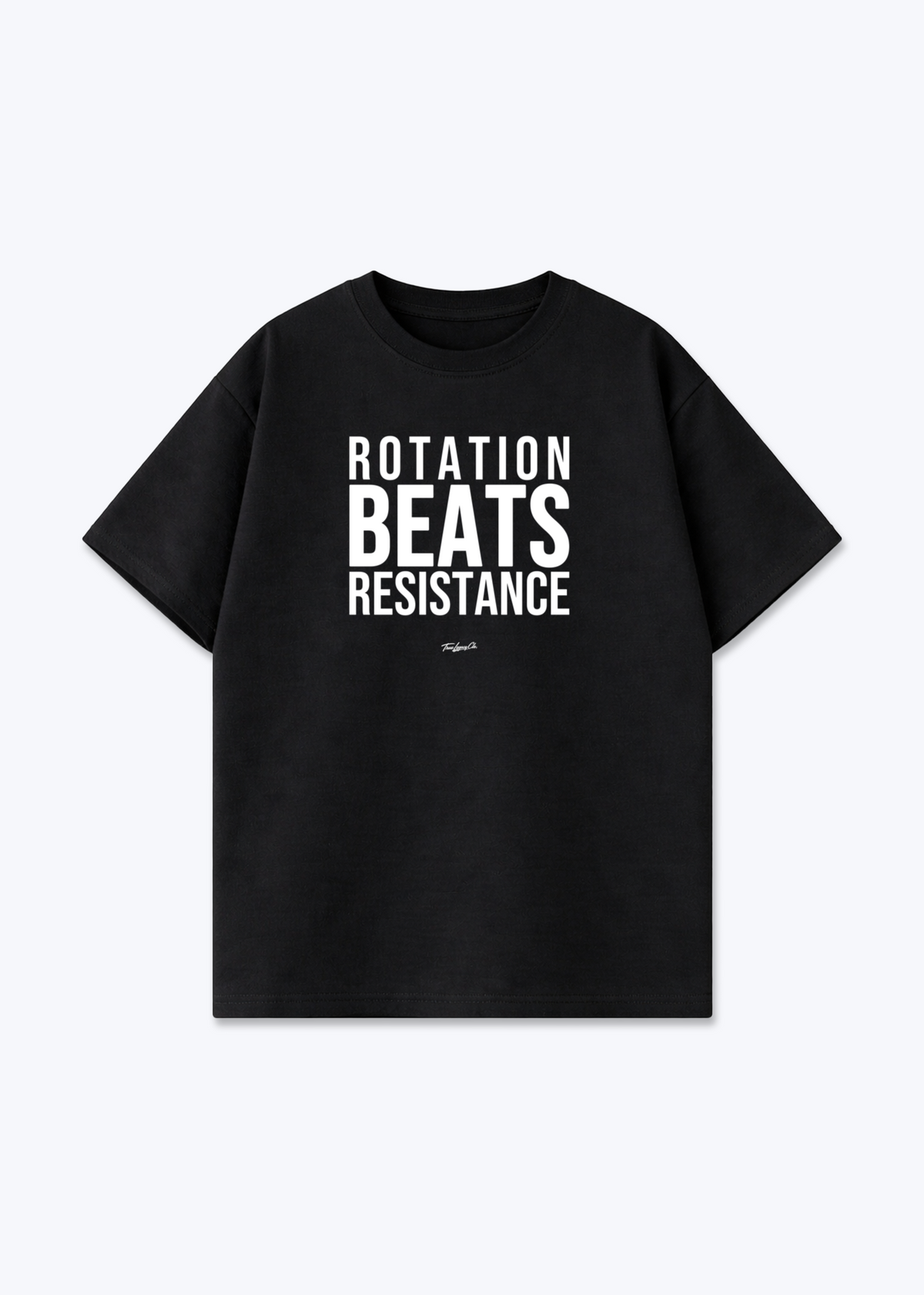 ROTATION BEATS RESISTANCE - Oversized Shirt - Black Front (Designed)