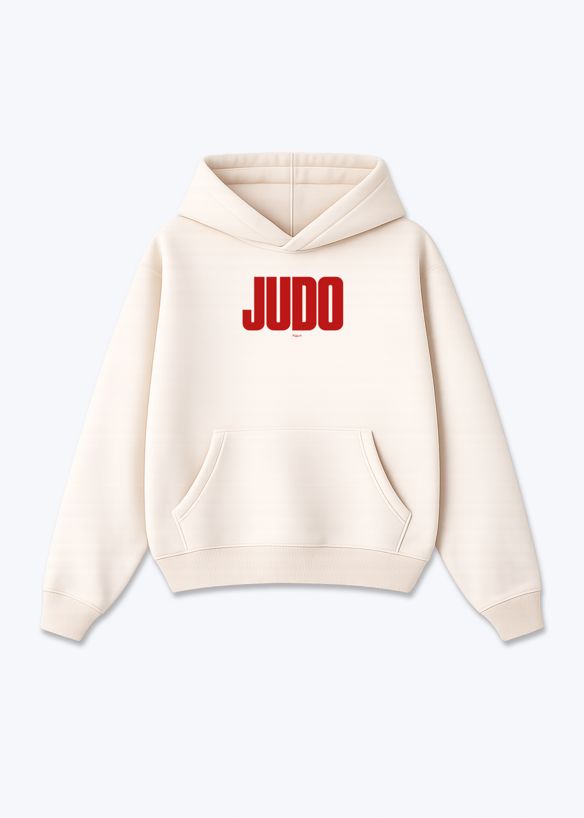 JUDO (RED) - Oversized Hoodie - Beige Front (Designed)