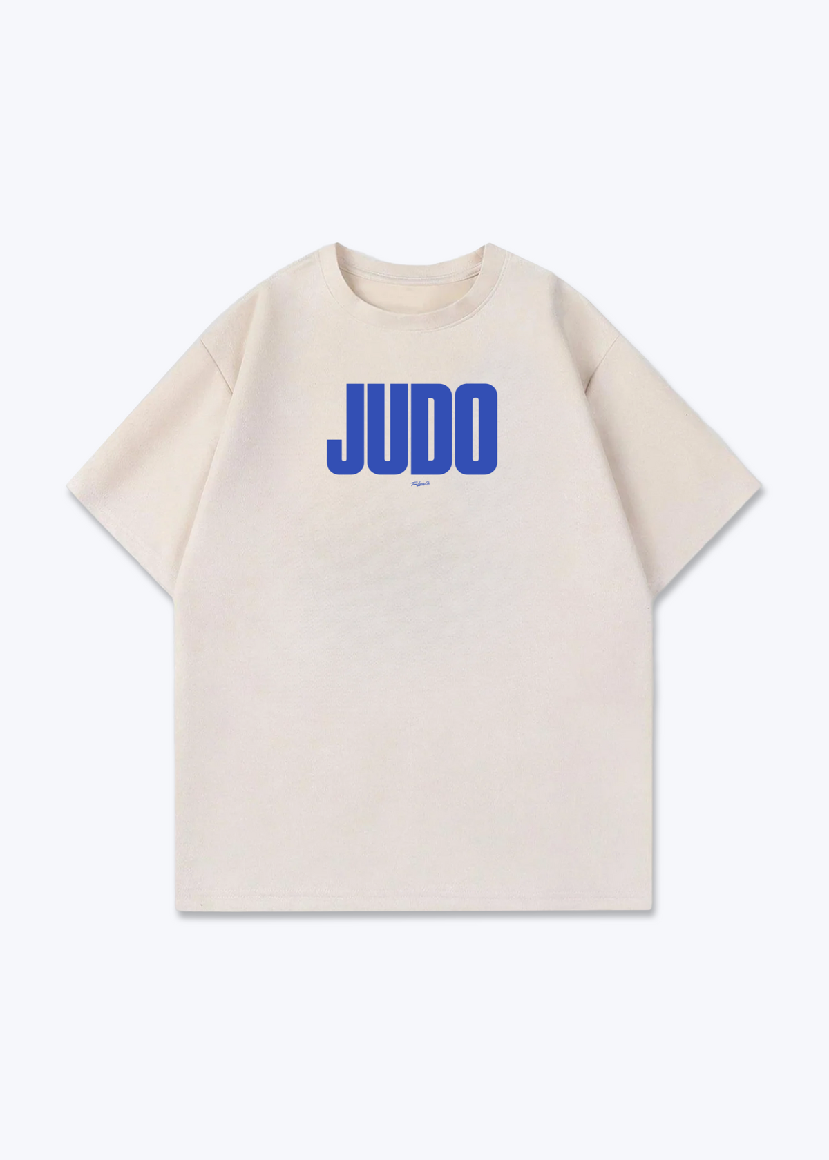 JUDO (BLUE) - Oversized Shirt - Beige Front (Designed)