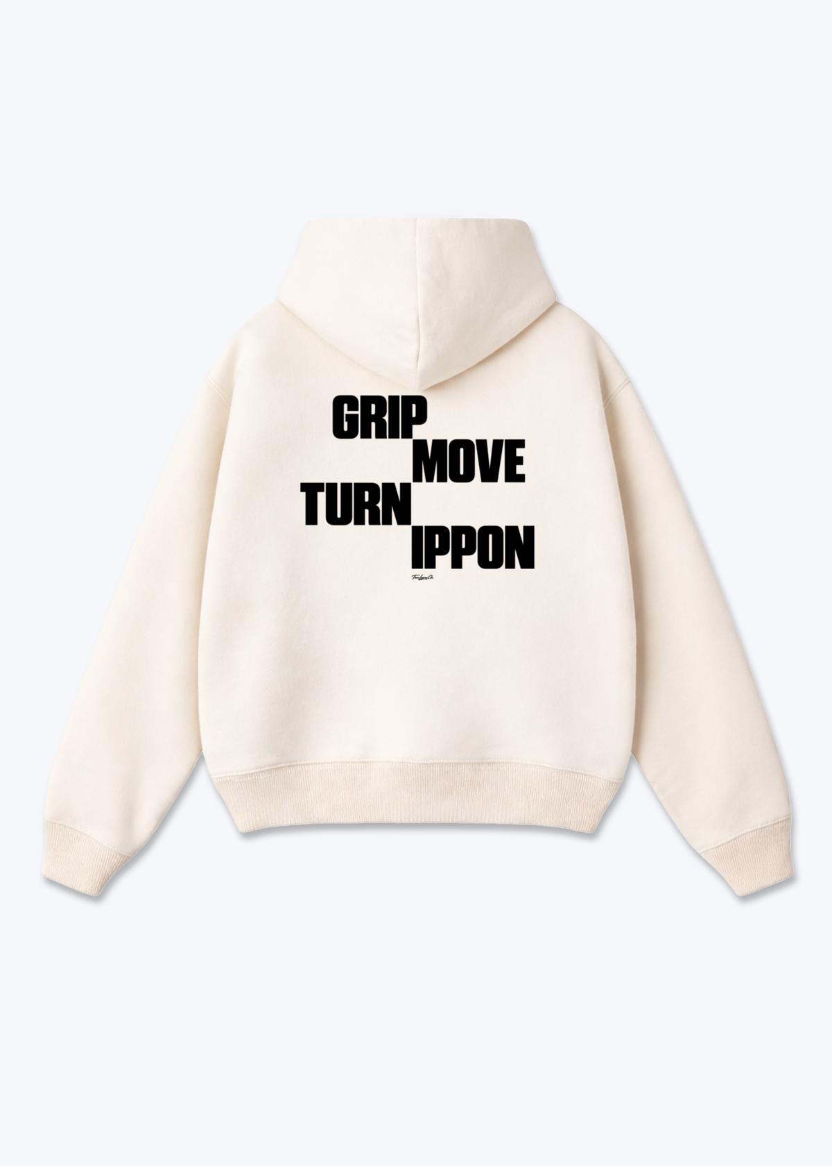 GRIP MOVE TURN IPPON - Oversized Hoodie - Beige Back (Designed)