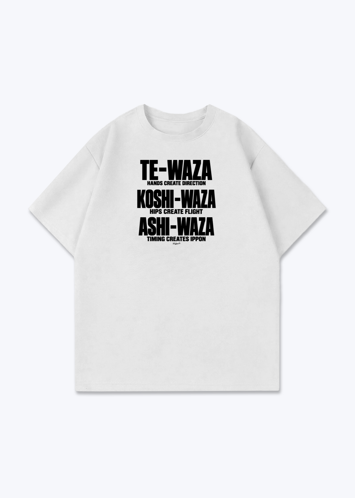 TE-WAZA / KOSHI-WAZA / ASHI-WAZA - Oversized Shirt - White Front (Designed)