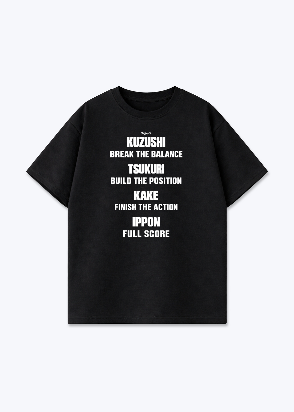 KUZUSHI / TSUKURI / KAKE / IPPON - Oversized Shirt - Black Front (Designed)