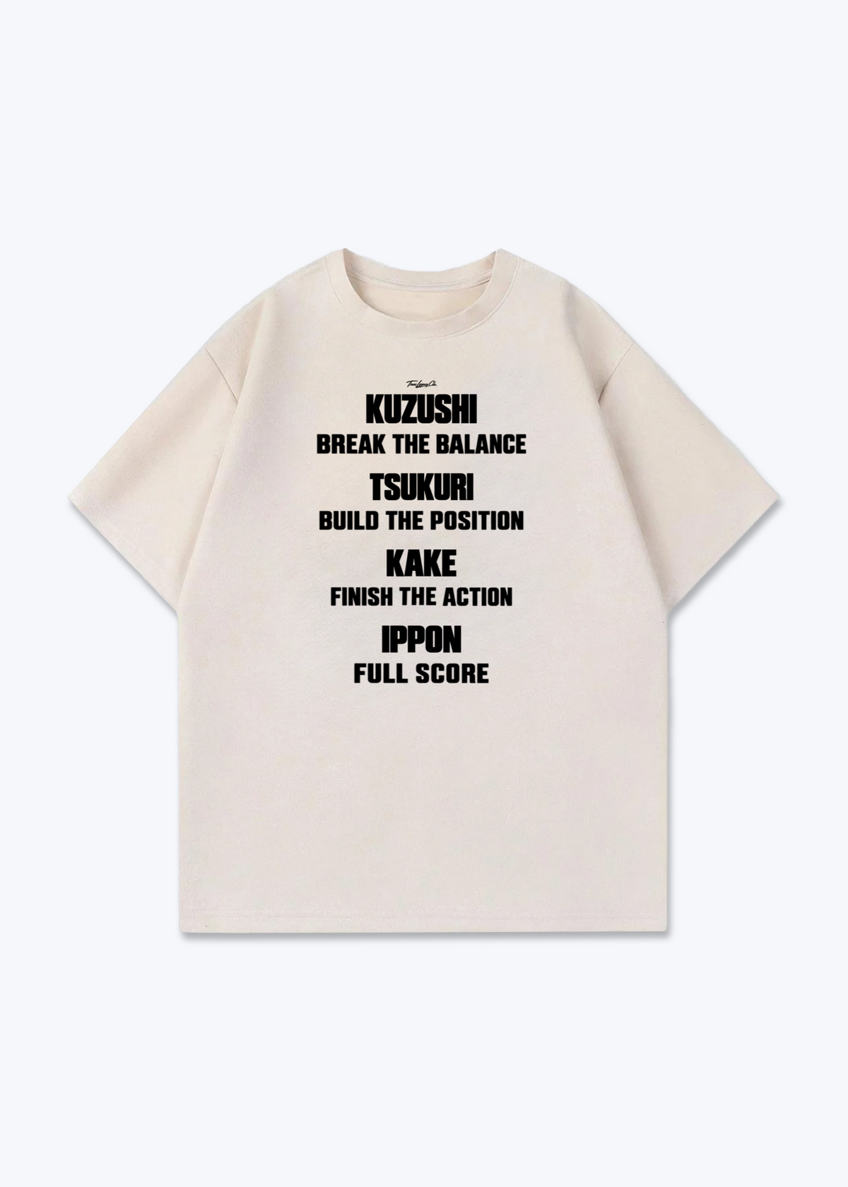 KUZUSHI / TSUKURI / KAKE / IPPON - Oversized Shirt - Beige Front (Designed)