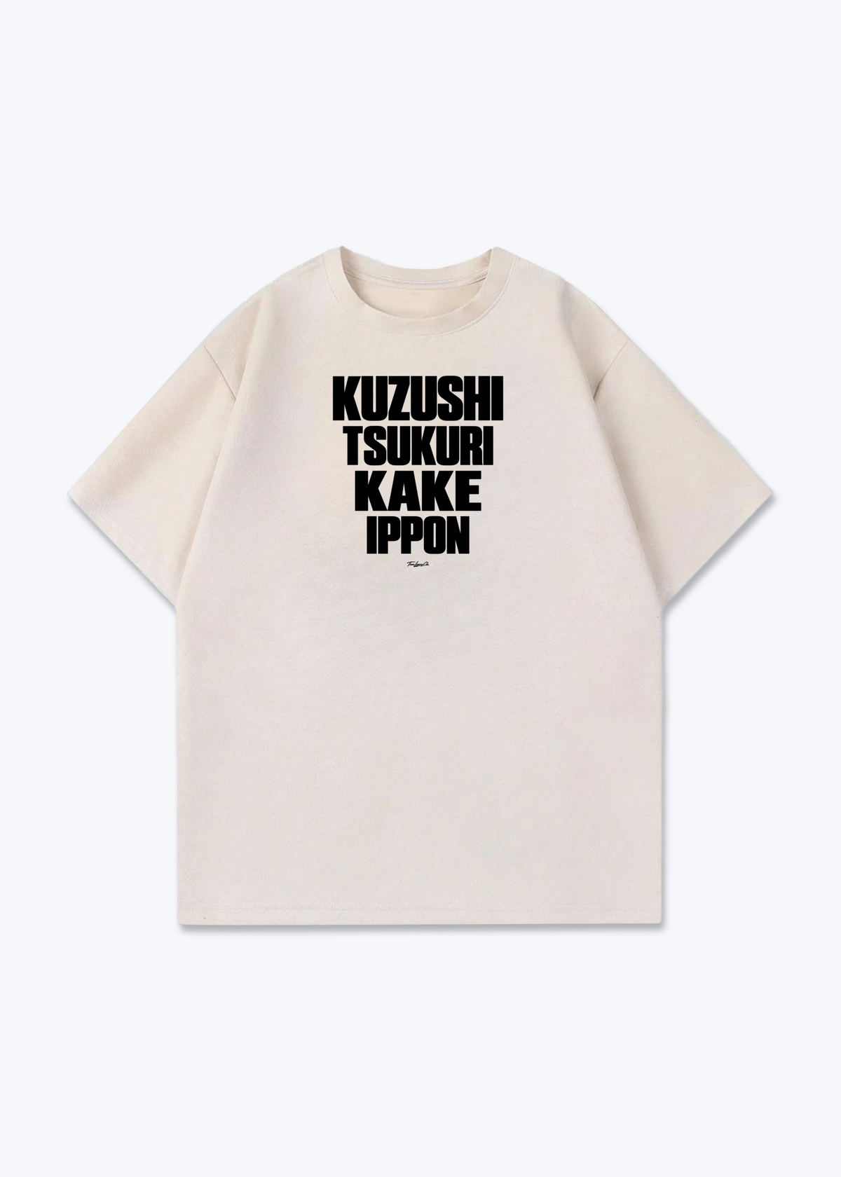 KUZUSHI / TSUKURI / KAKE / IPPON - Oversized Shirt - Beige Front (Designed)