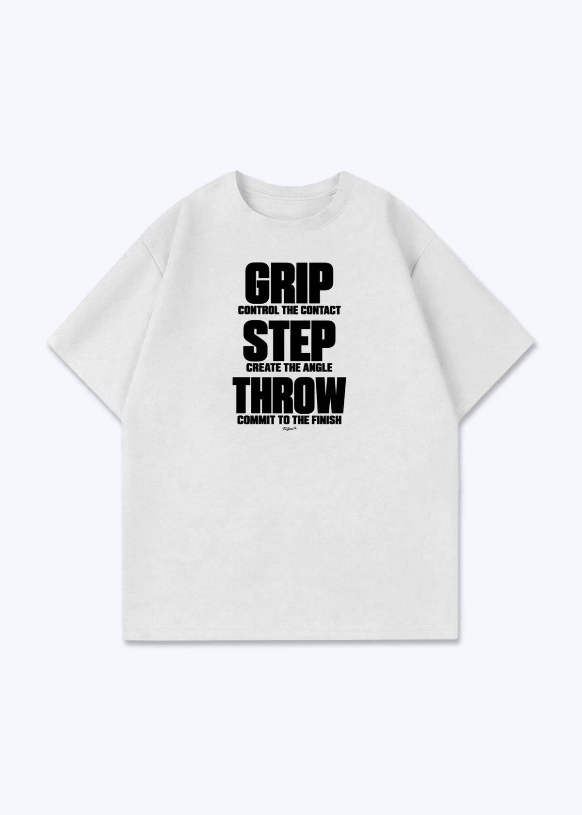 GRIP STEP THROW - Oversized Shirt - White Front (Designed)