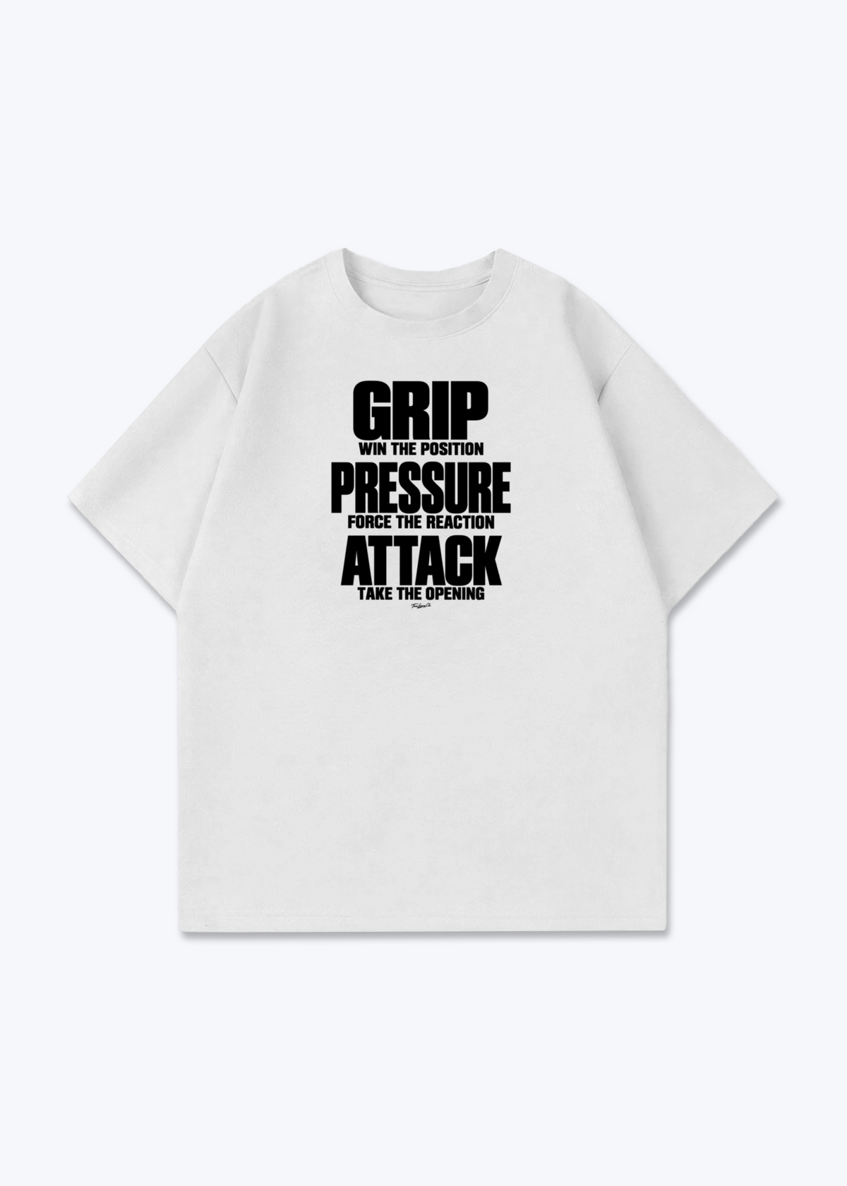GRIP PRESSURE ATTACK - Oversized Shirt - White Front (Designed)