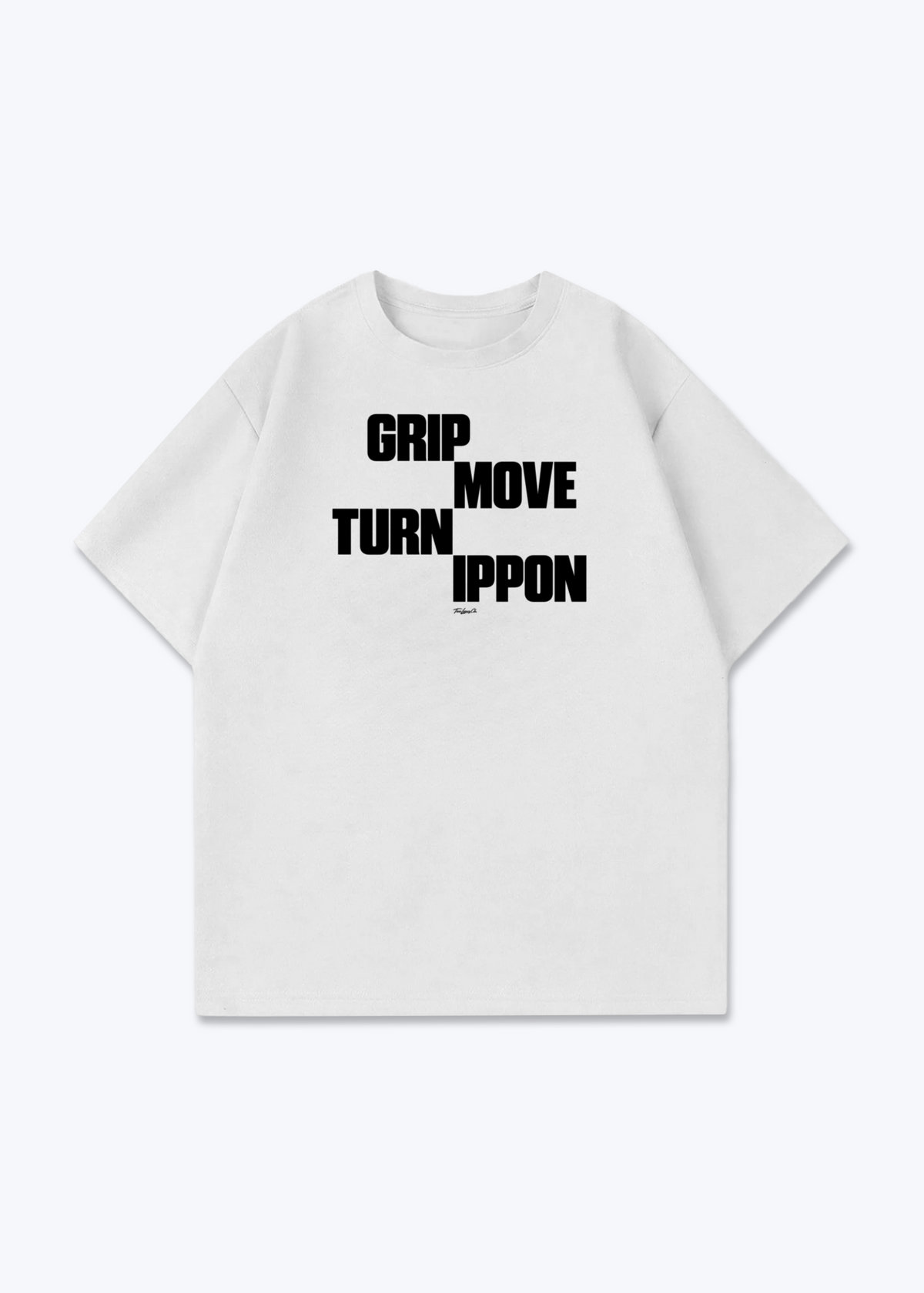 GRIP MOVE TURN IPPON - Oversized Shirt - White Front (Designed)