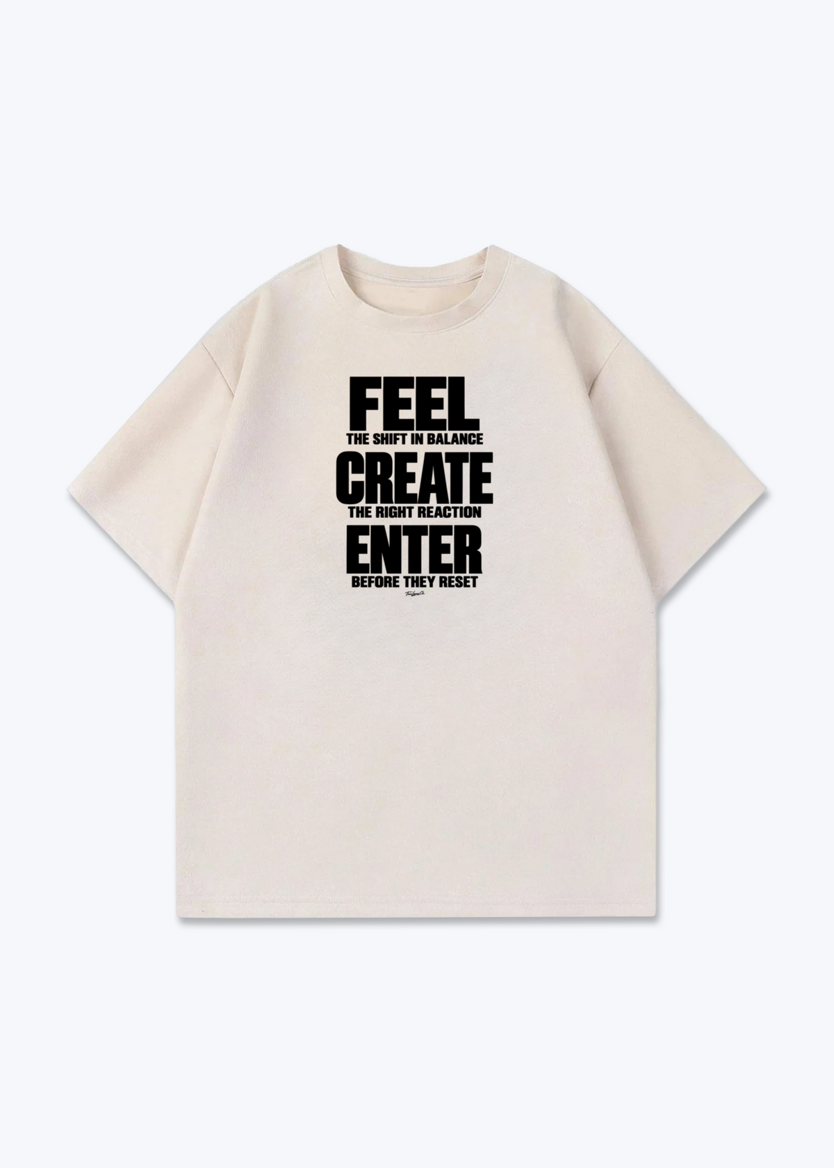 FEEL CREATE ENTER - Oversized Shirt - Beige Front (Designed)