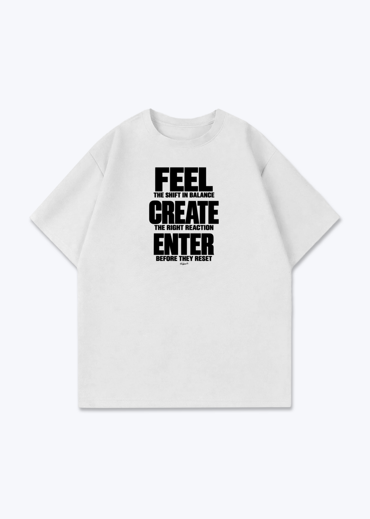 FEEL CREATE ENTER - Oversized Shirt - White Front (Designed)